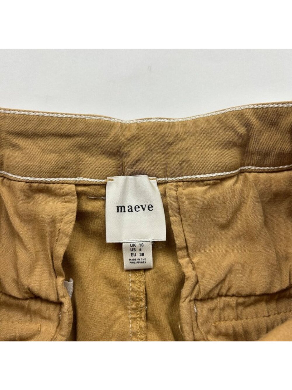 MAEVE Camel Cotton Canvas High Rise Wide Leg Trouser Pant US 6 - Picture 3 of 6